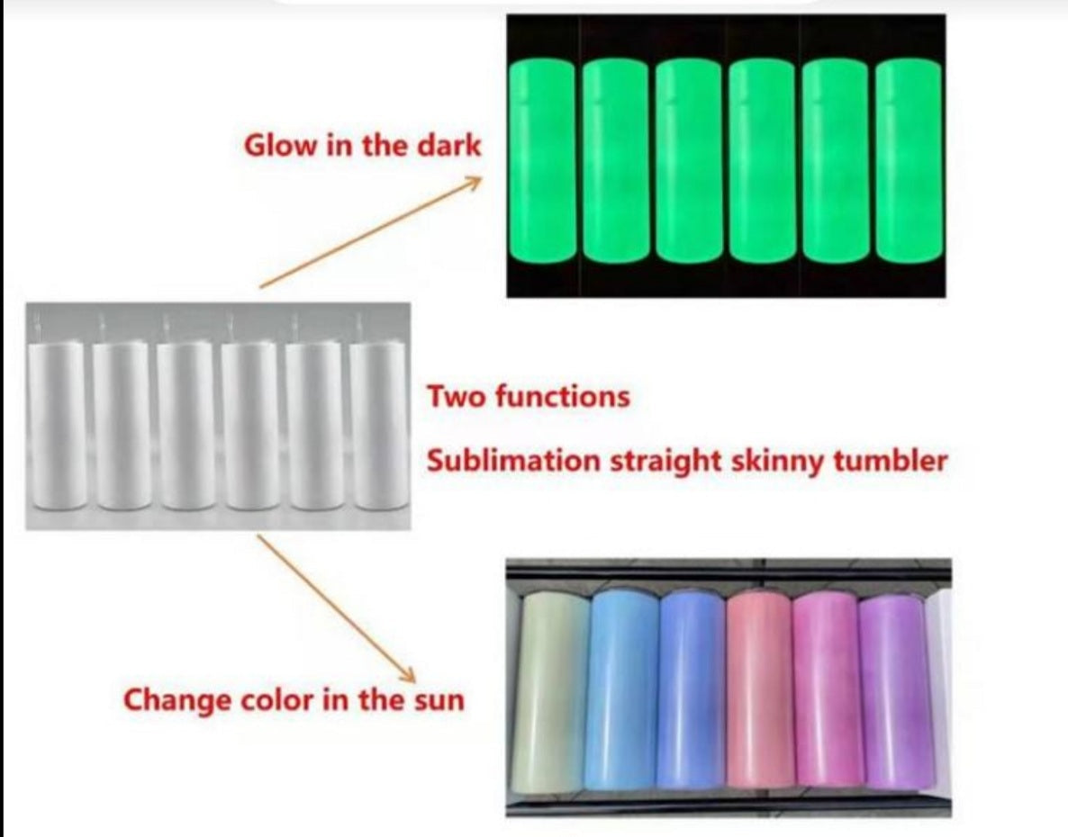 20 oz Stainless Steel UV COLOR CHANGE + GLOW IN THE DARK Tumbler - CUSTOM ORDER